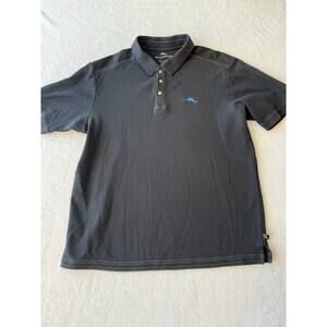 Tommy Bahama Supima Cotton Polo Men Size Large Black Short Sleeve Golf Shirt